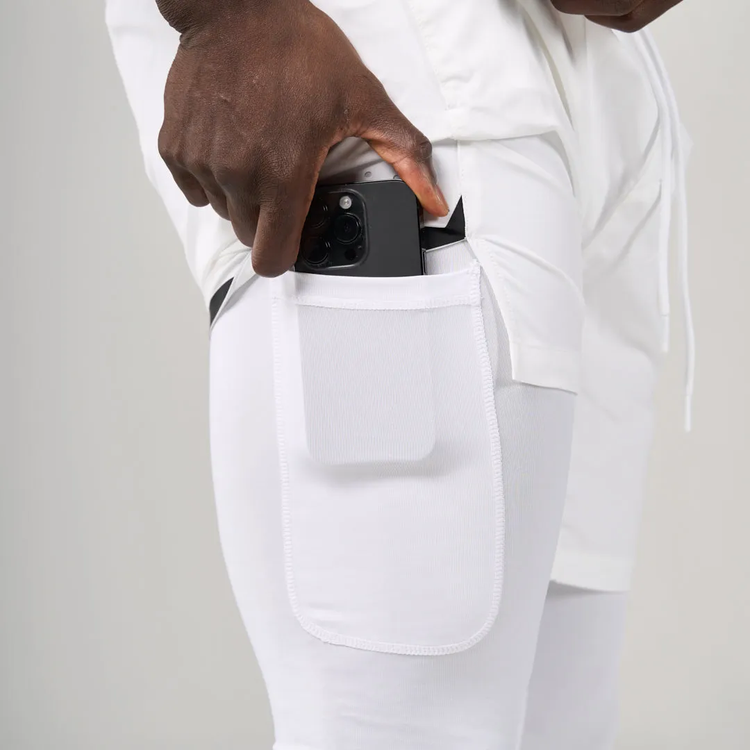 ⁠2 in 1 Long Shorts - White