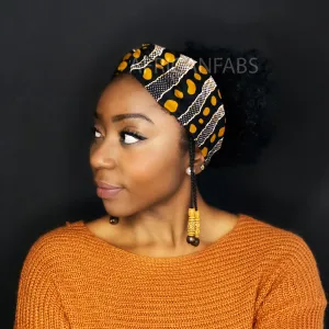 African print Headband - Adults - Hair Accessories - Black mustard bogolan