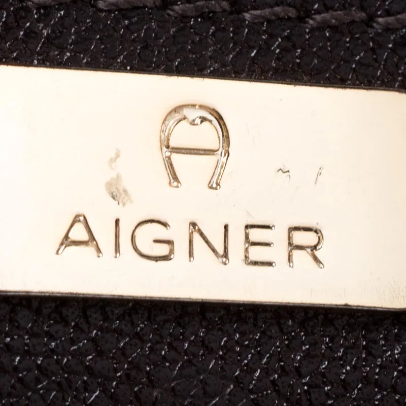 AIGNER Beige/Brown Signature Canvas and Leather Shoulder Bag