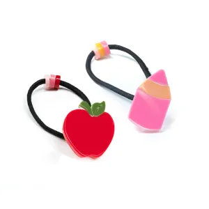 APPLE AND PENCIL HAIR TIES