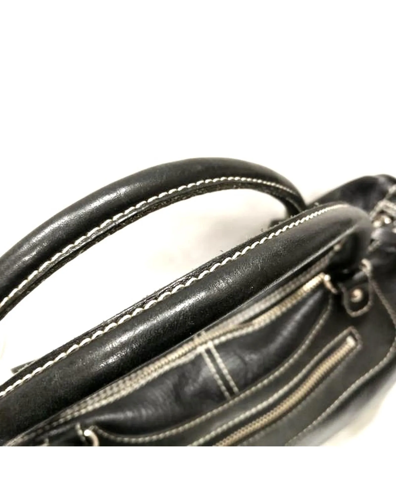 Authentic Black Leather Handbag from Ginza Yoshinoya