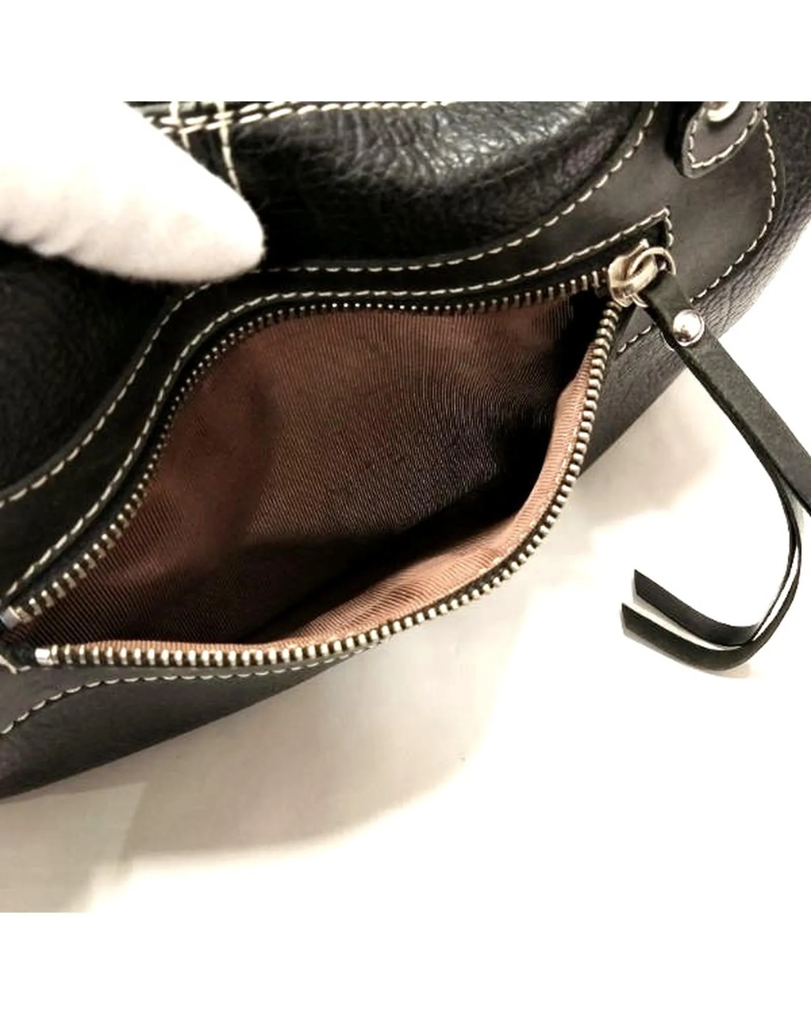 Authentic Black Leather Handbag from Ginza Yoshinoya
