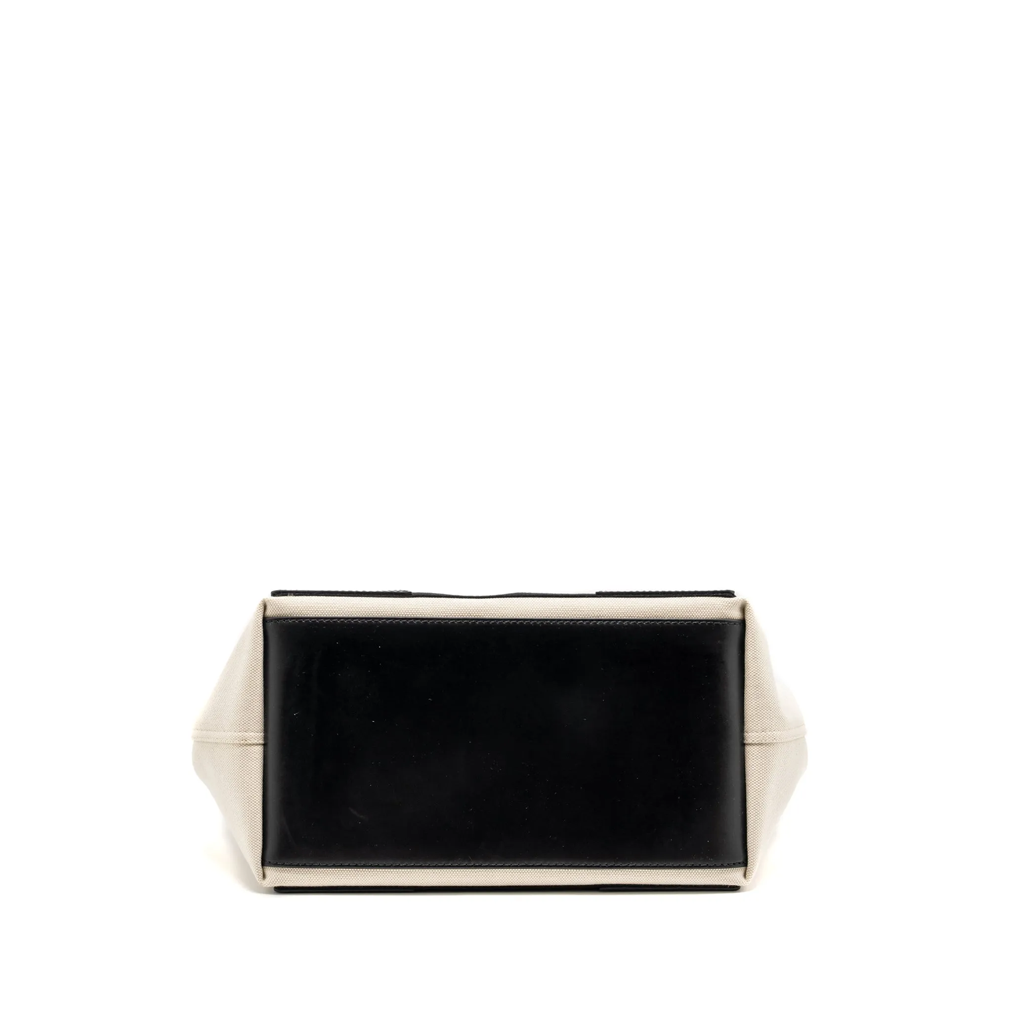 Balenciaga Cabas Tote Bag Canvas/Calfskin Natural/Black SHW
