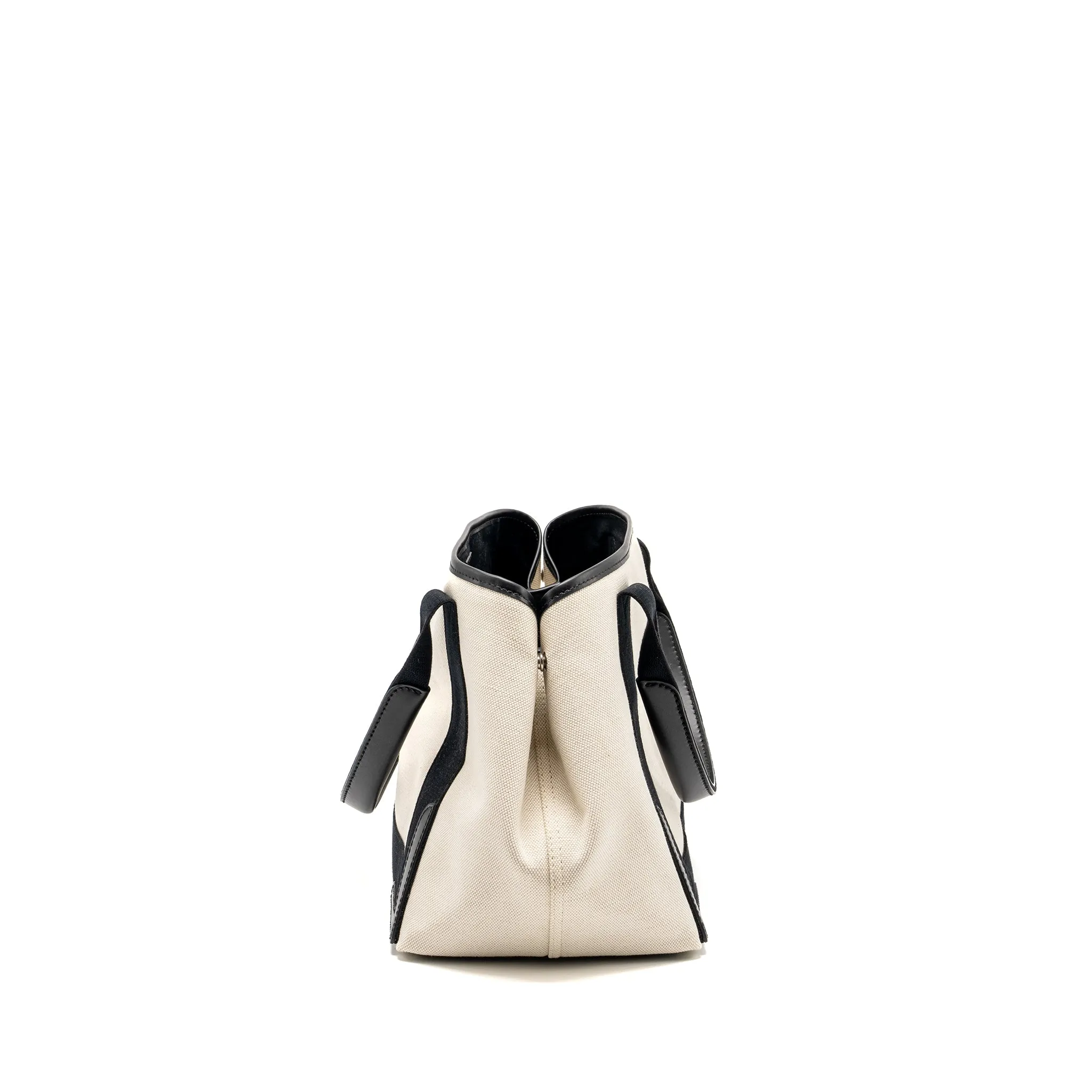 Balenciaga Cabas Tote Bag Canvas/Calfskin Natural/Black SHW