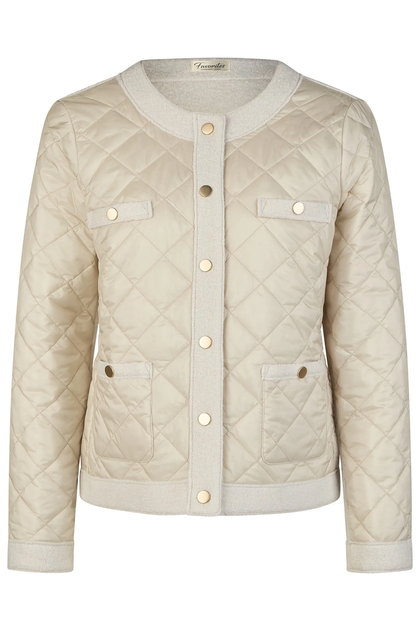 Barbara Lebek Diamond Quilt Front Fleece Jacket Chalk Beige 75100052
