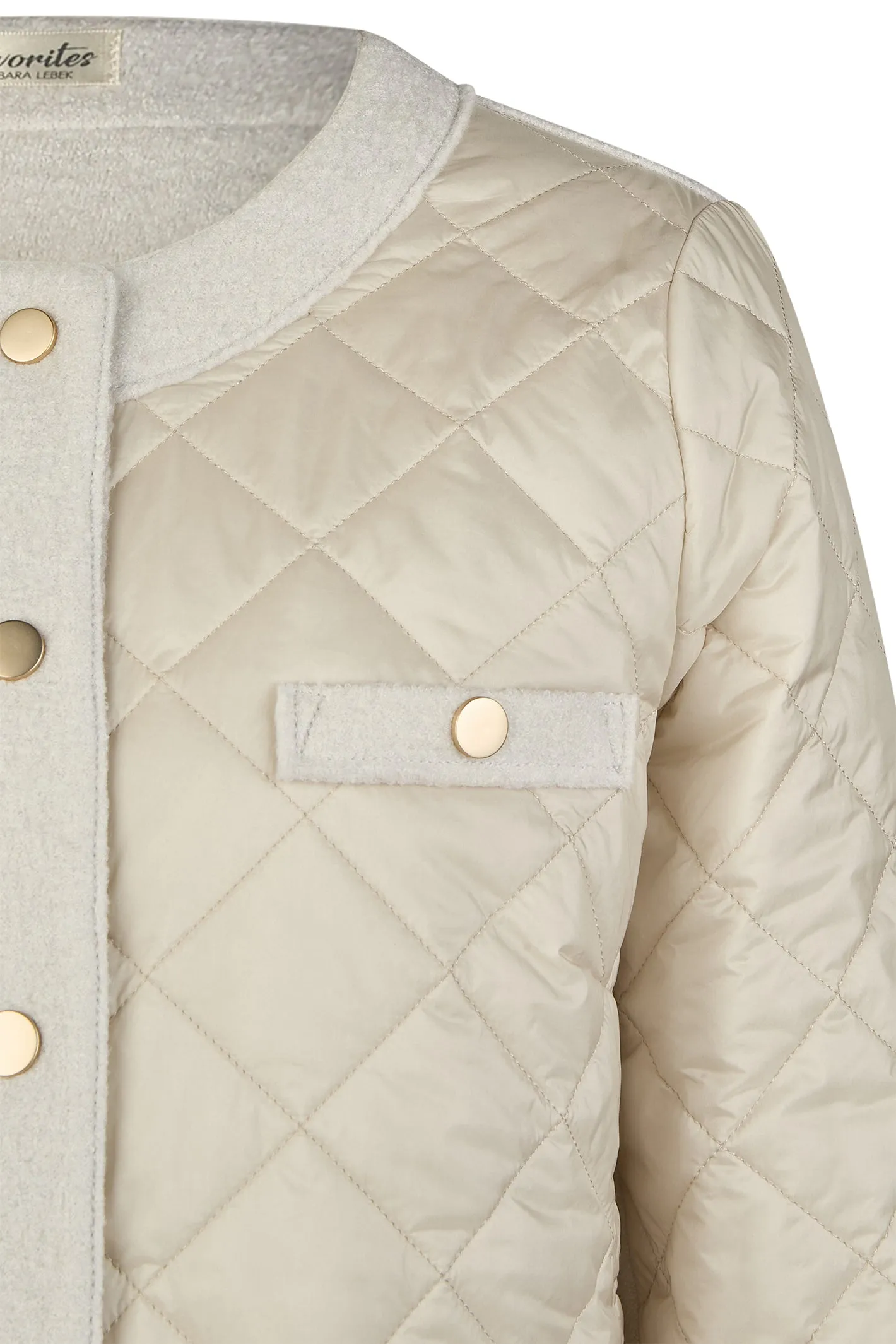 Barbara Lebek Diamond Quilt Front Fleece Jacket Chalk Beige 75100052