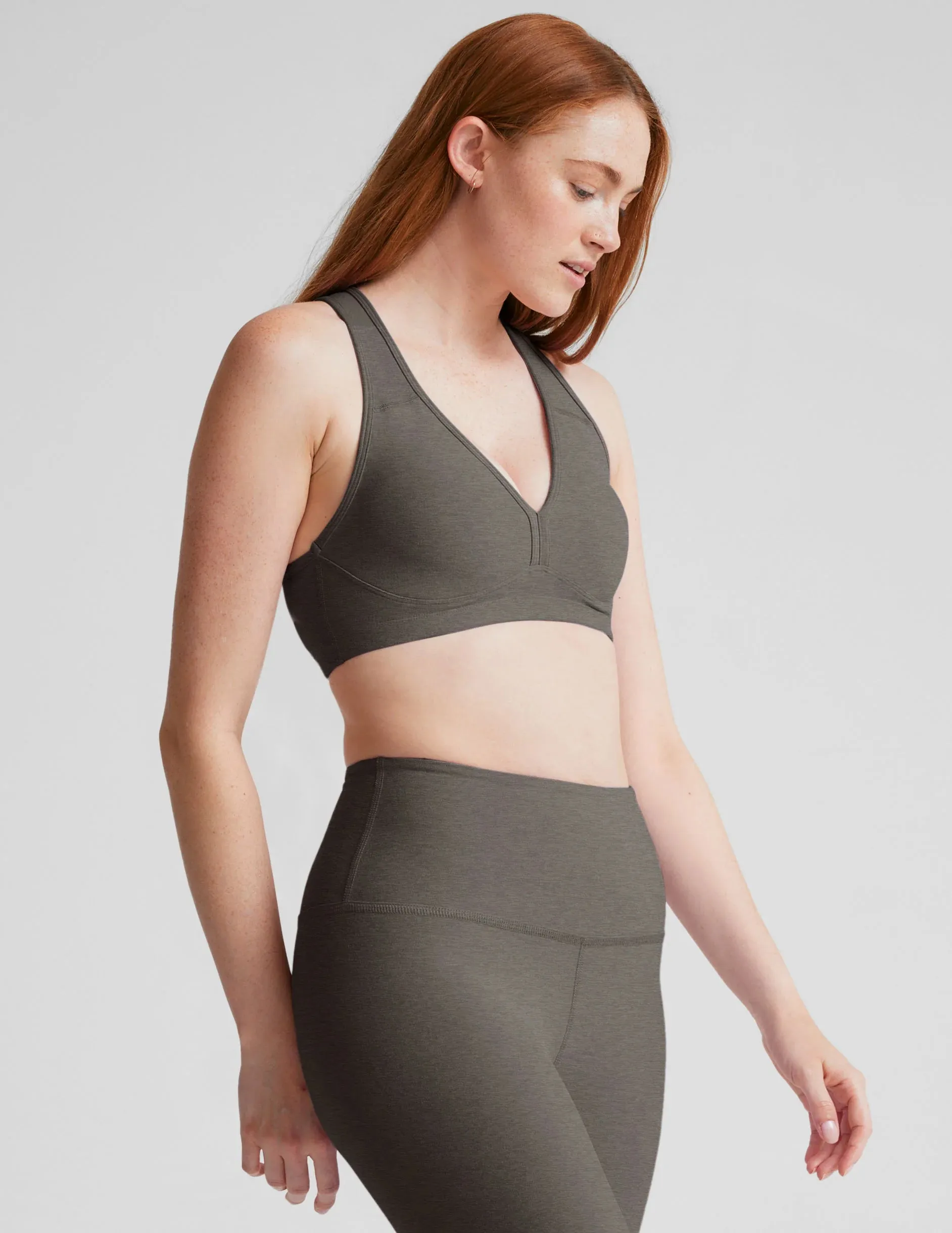 Beyond Yoga Spacedye Lift your Spirits Bra - True Gray Heather