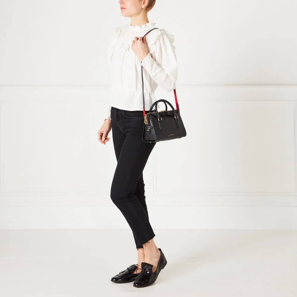 BLACK LEATHER SMALL DYLAN HANDBAG