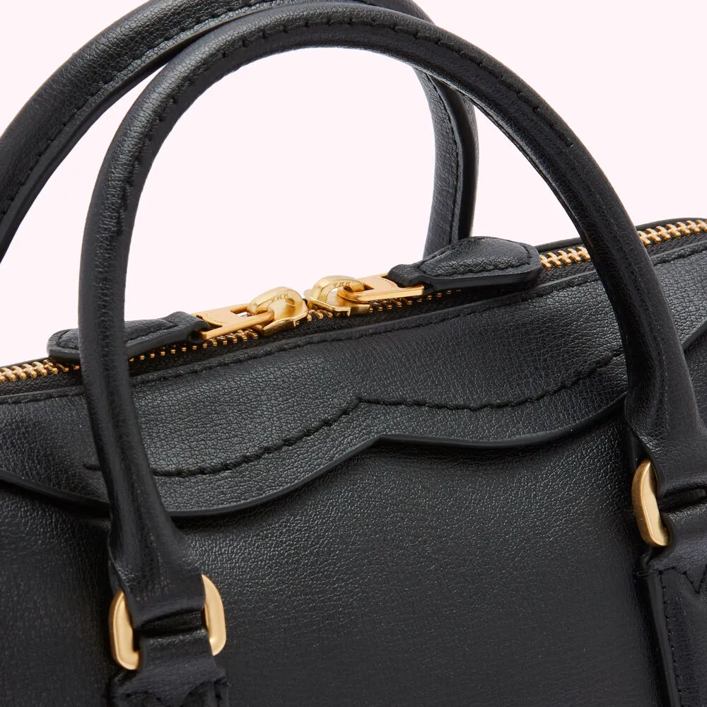BLACK LEATHER SMALL DYLAN HANDBAG