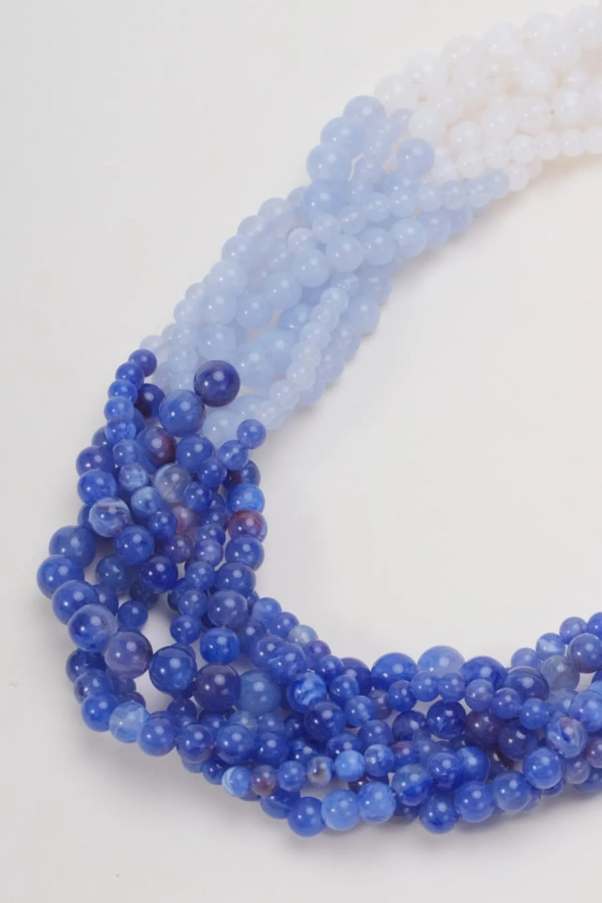 Blue Twisted Layered Beaded Necklace