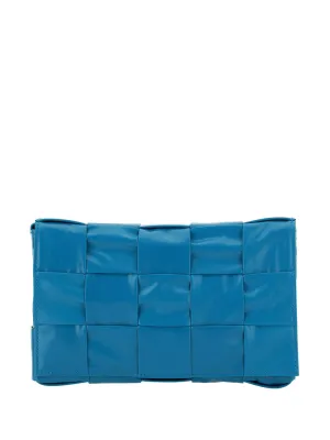 Bottega Veneta Cassette Shoulder Crossbody Bag Blue Calfskin Leather
