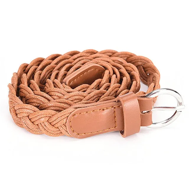 Braid Belt Slim Waistband Girdle Womens Weave Belt New Style Braided Hemp Rope Female Belt For Dress