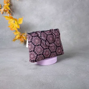Bristlefront everyday handy bags Black Colour with Big Sandal Flower Printed Design.