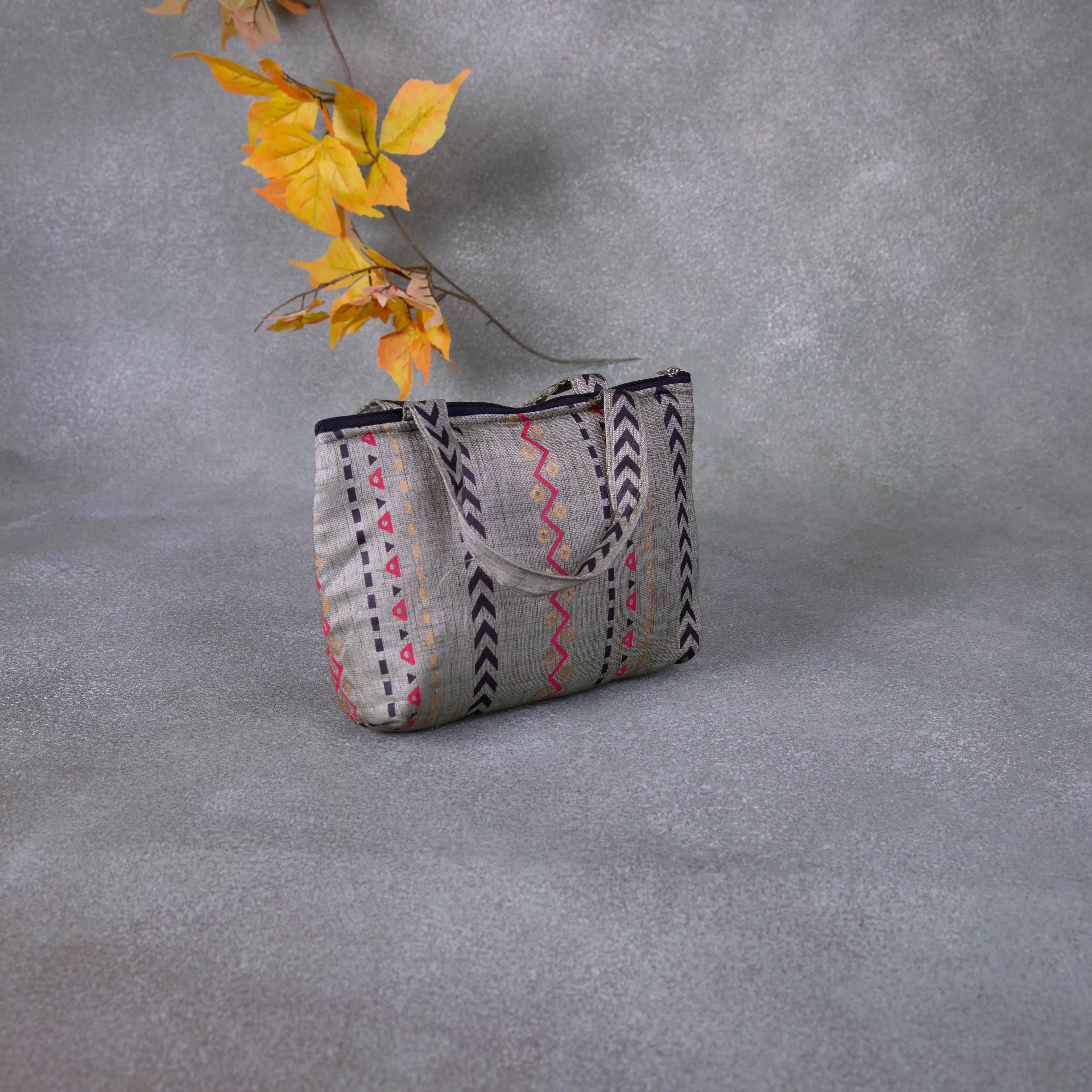 Bristlefront everyday handy bags Mahind Green Colour with Red Zig Zag Design.
