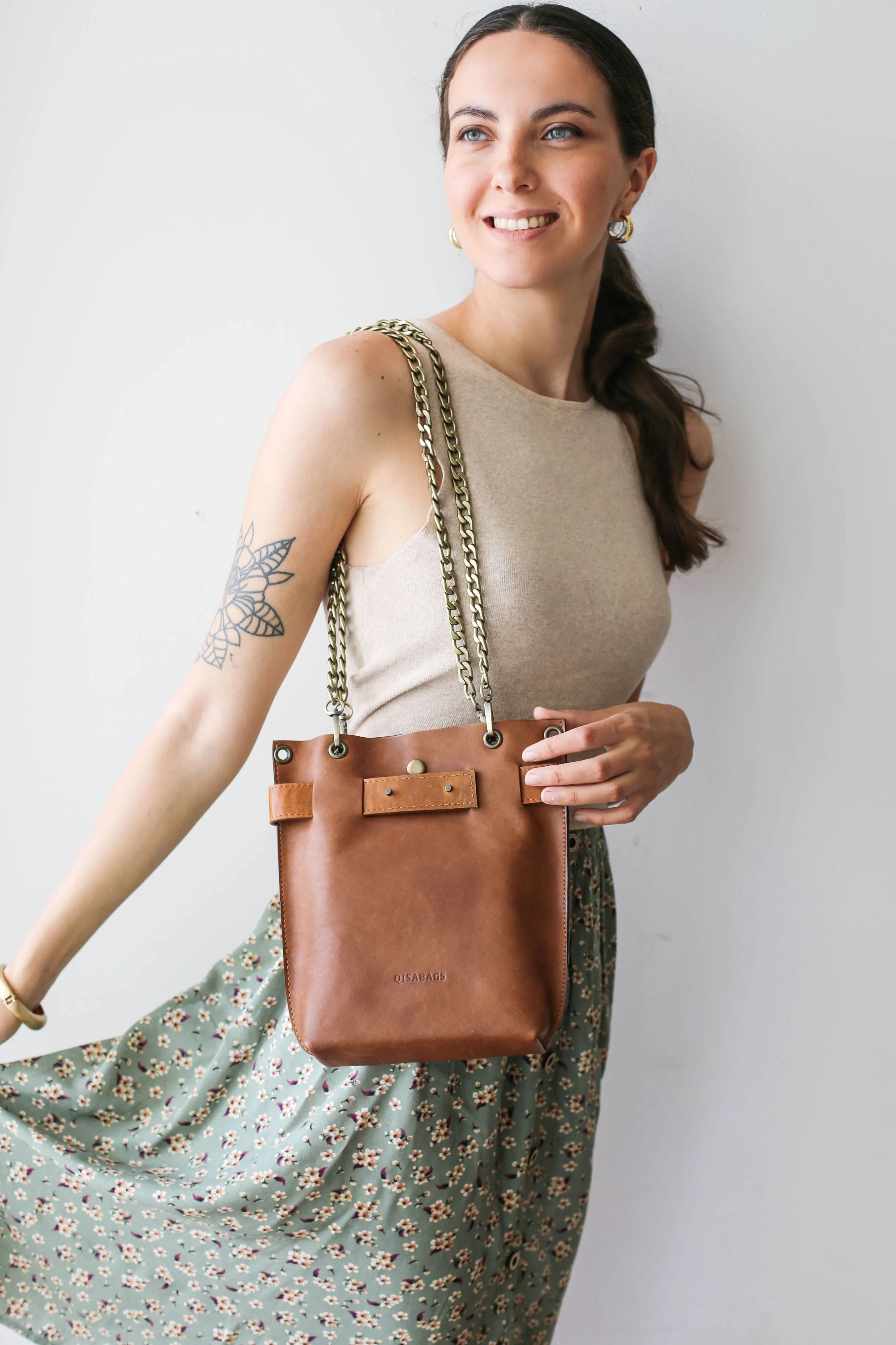Brown Minimal Leather Bag