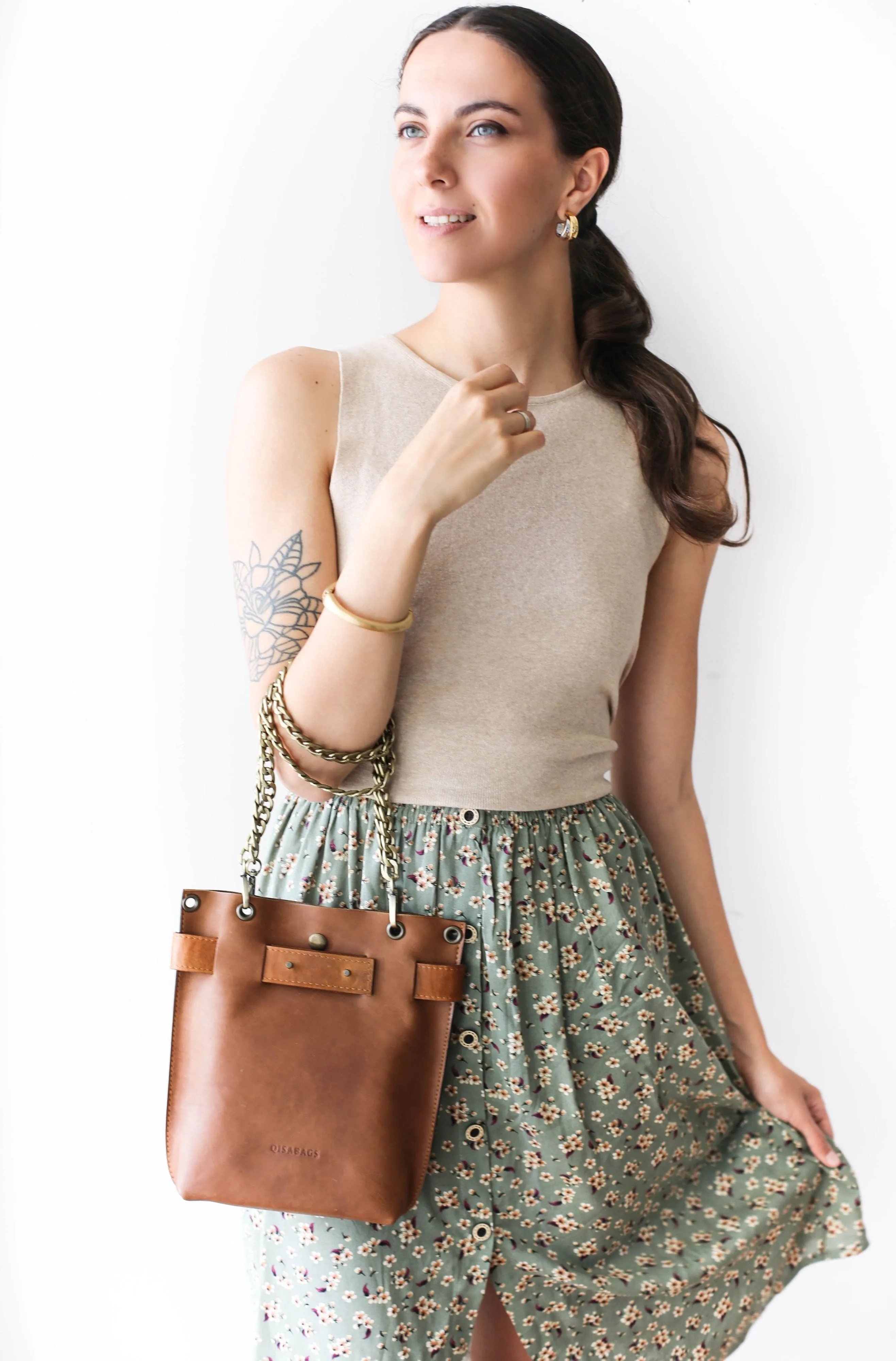 Brown Minimal Leather Bag