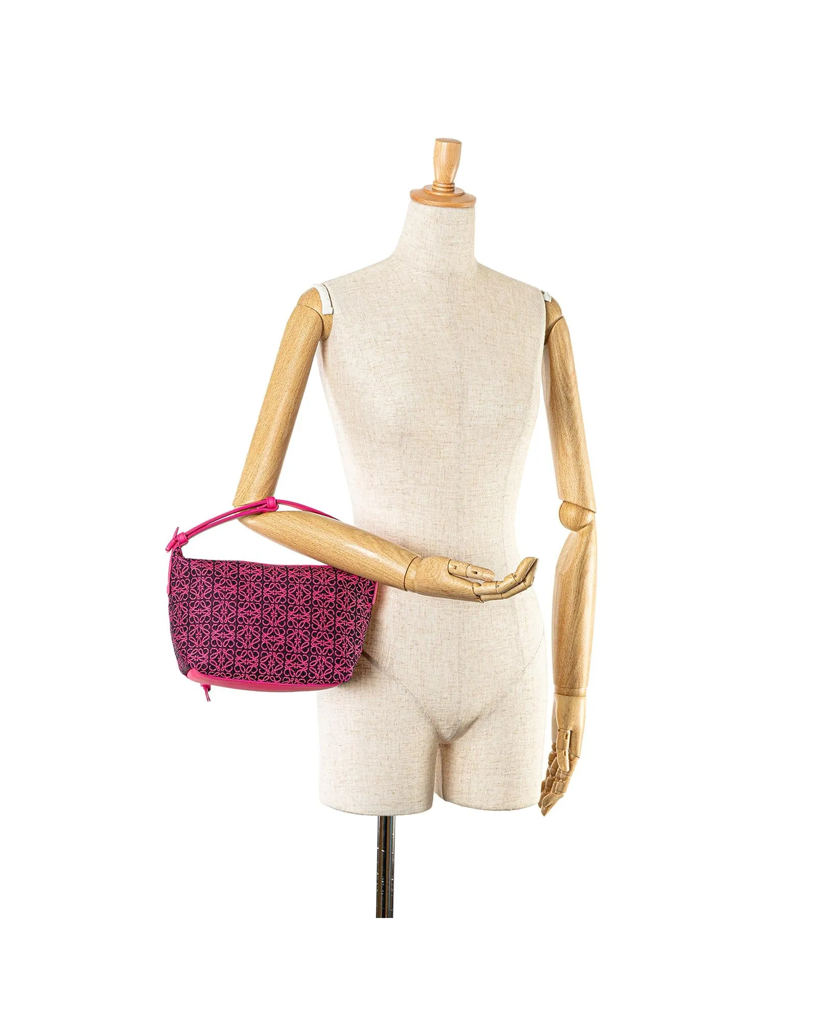 Canvas and Leather Top Zip Handbag