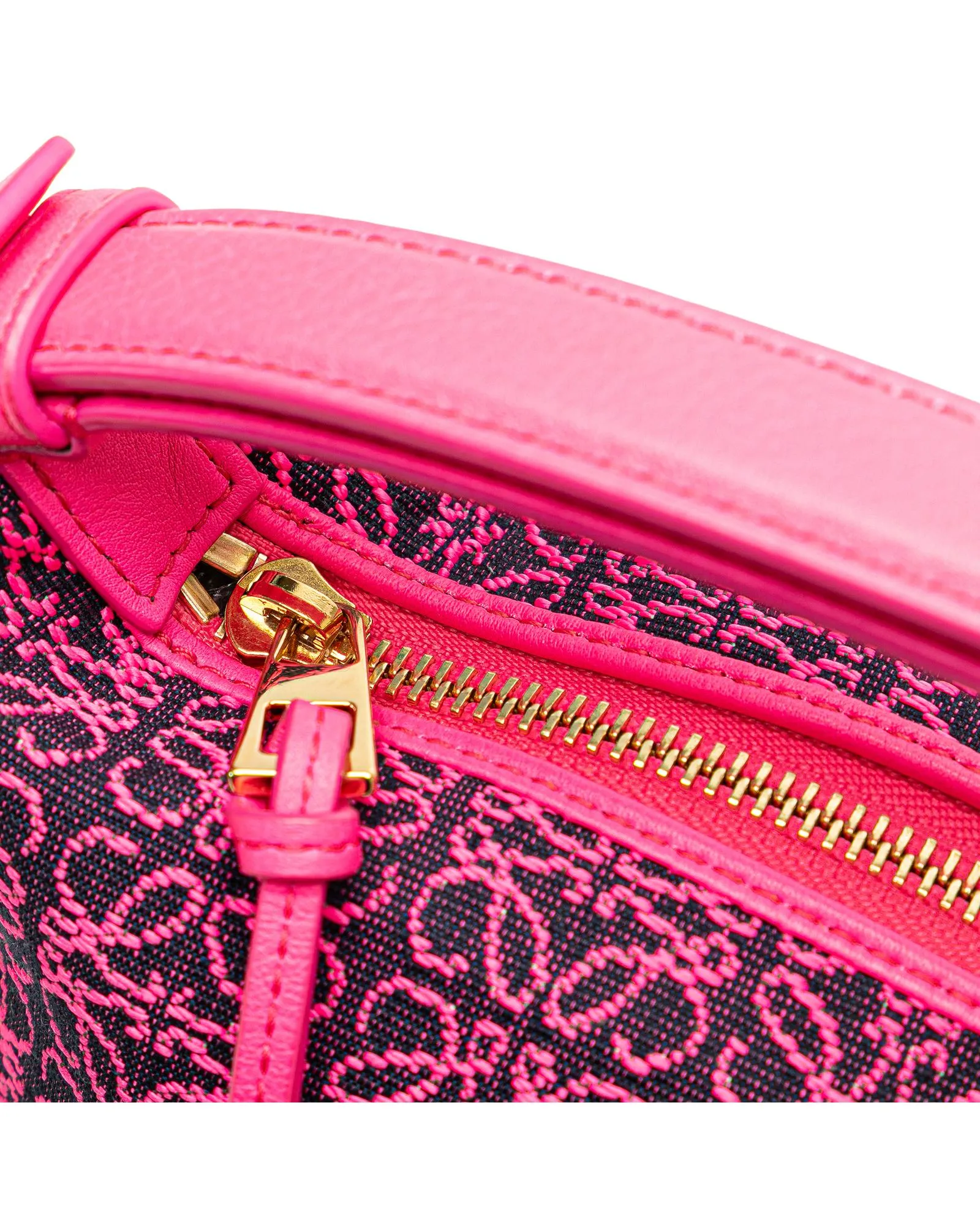 Canvas and Leather Top Zip Handbag