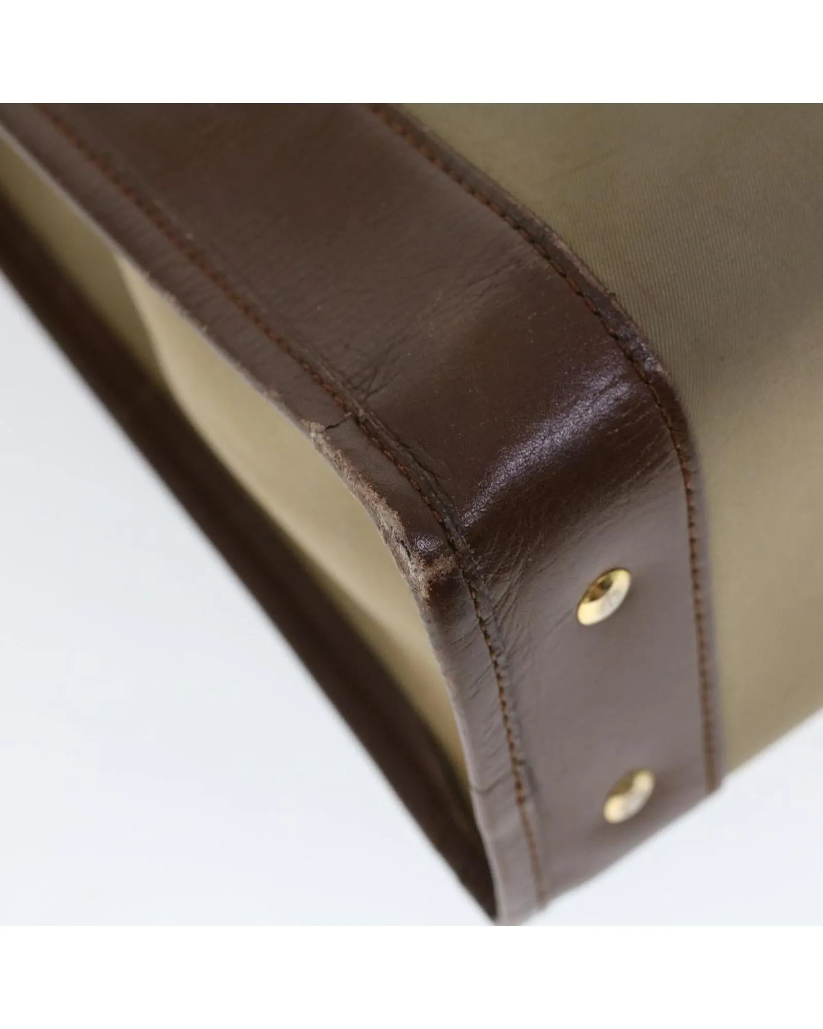 Canvas Leather Hand Bag Auth
