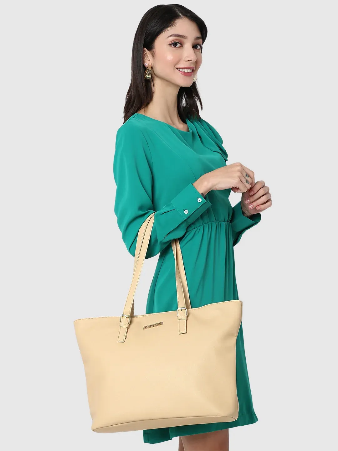 Caprese Holden Saffiano Tote Medium Beige