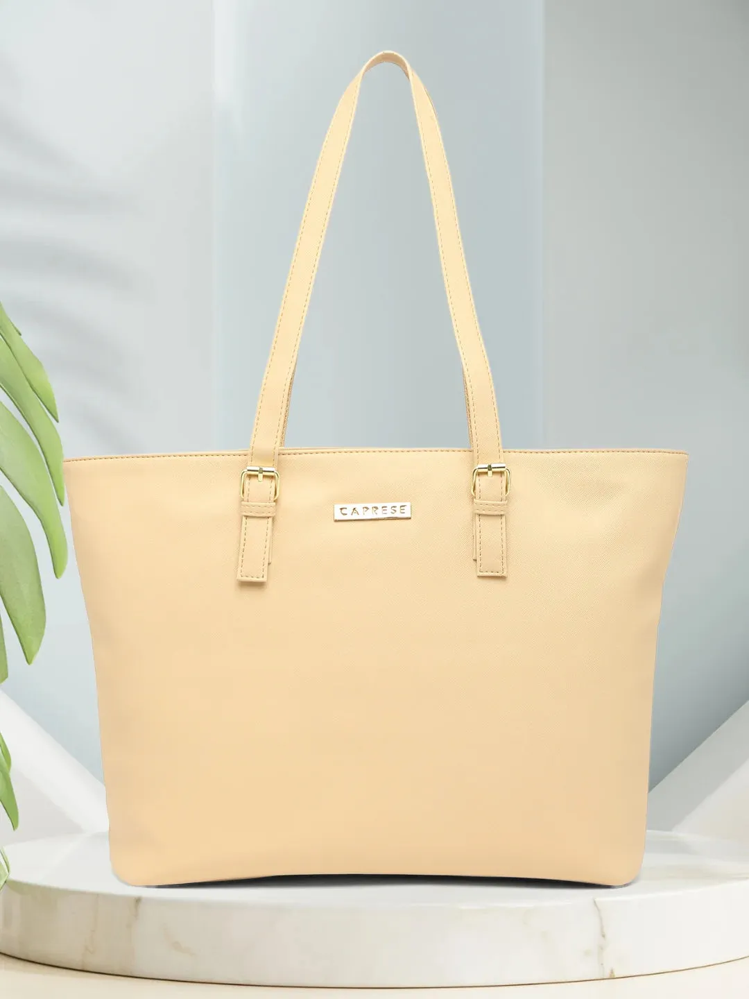 Caprese Holden Saffiano Tote Medium Beige