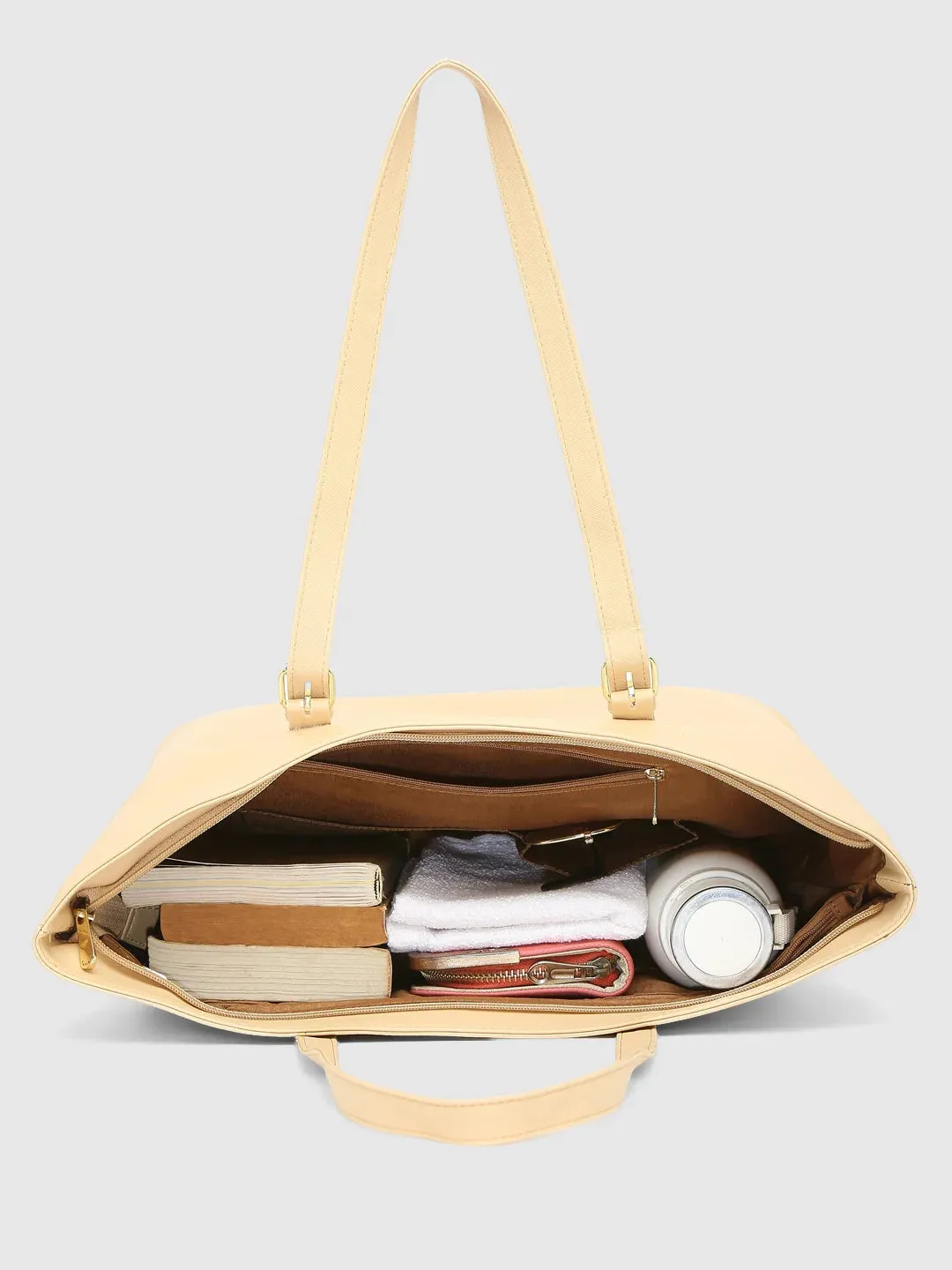 Caprese Holden Saffiano Tote Medium Beige