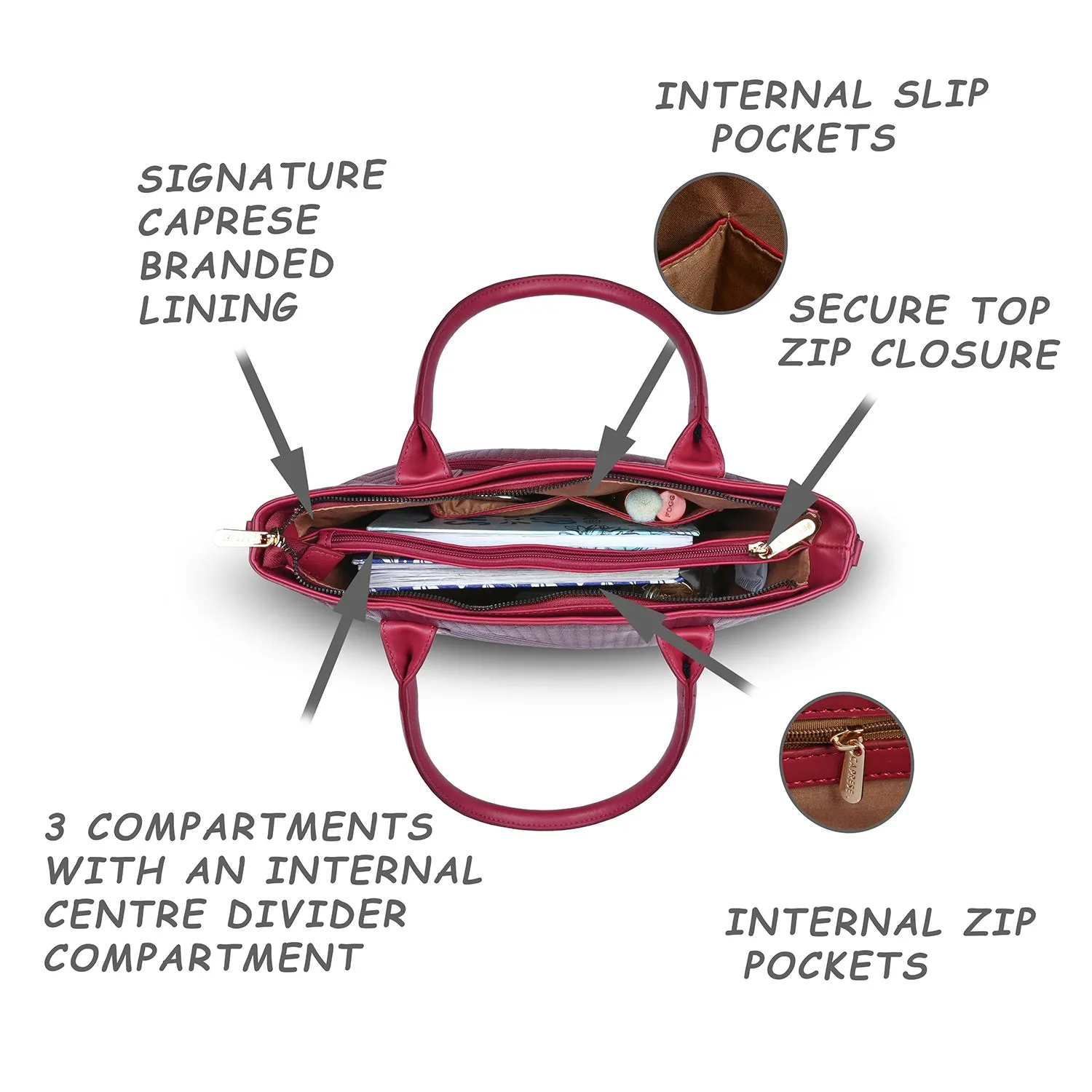 Caprese Lucya Tote Small Plum