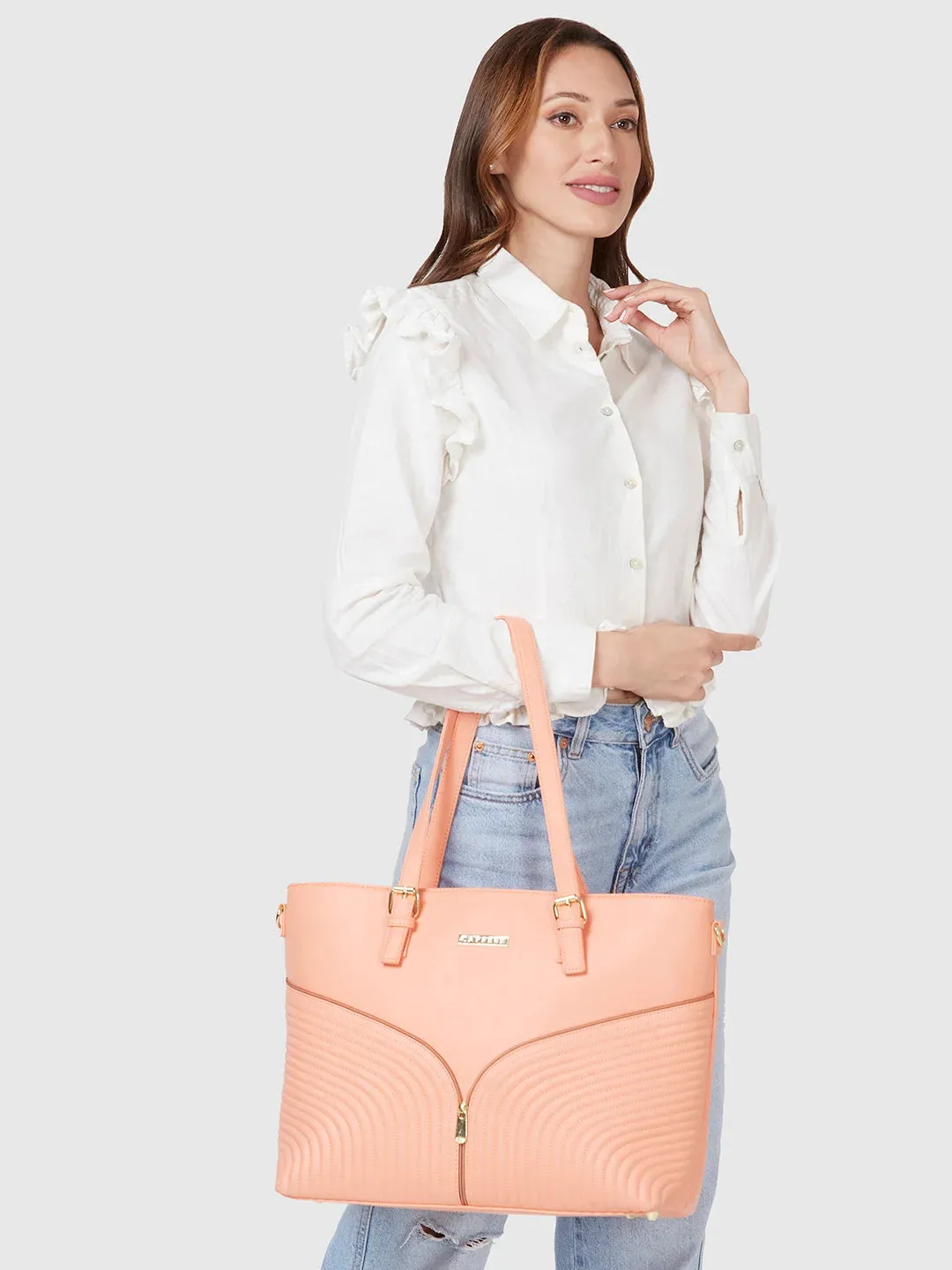 Caprese Marvel Laptop Tote Large Coral