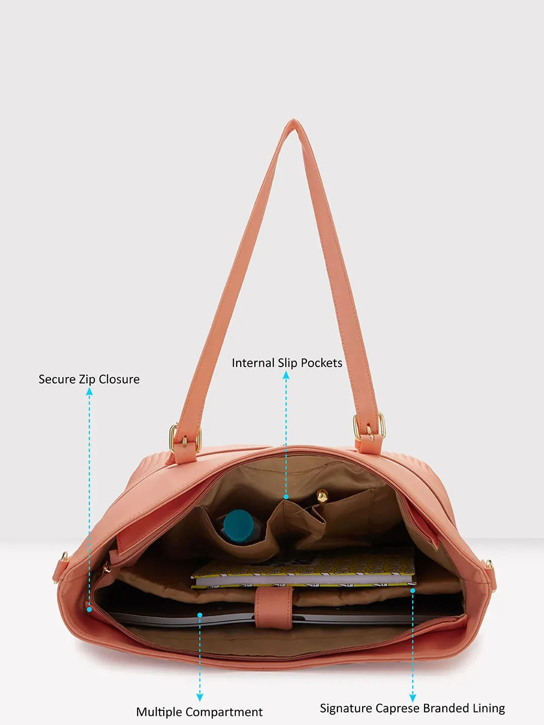 Caprese Marvel Laptop Tote Large Coral
