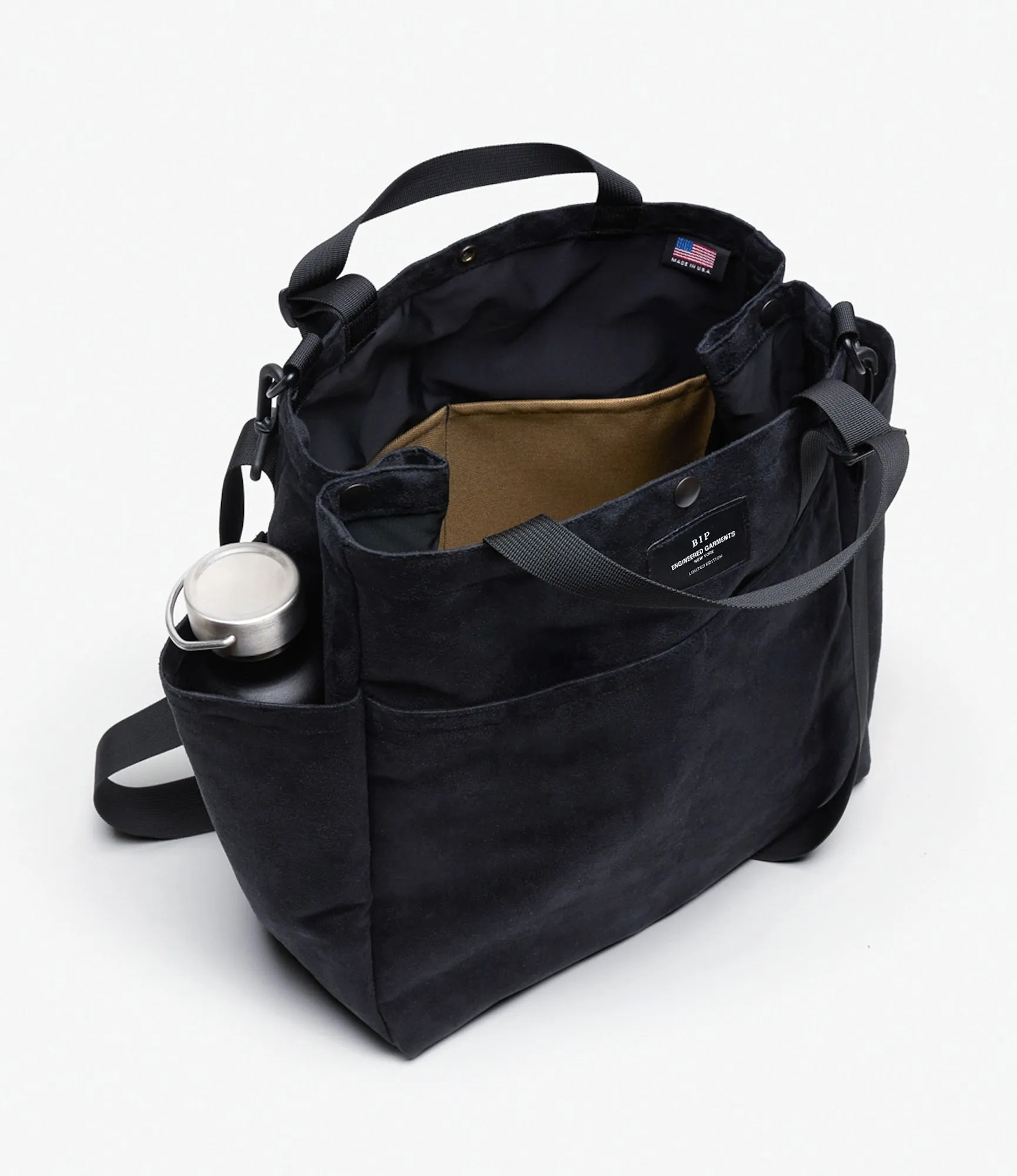 Carry-All Beach Bag – Black Polyester Fake Suede