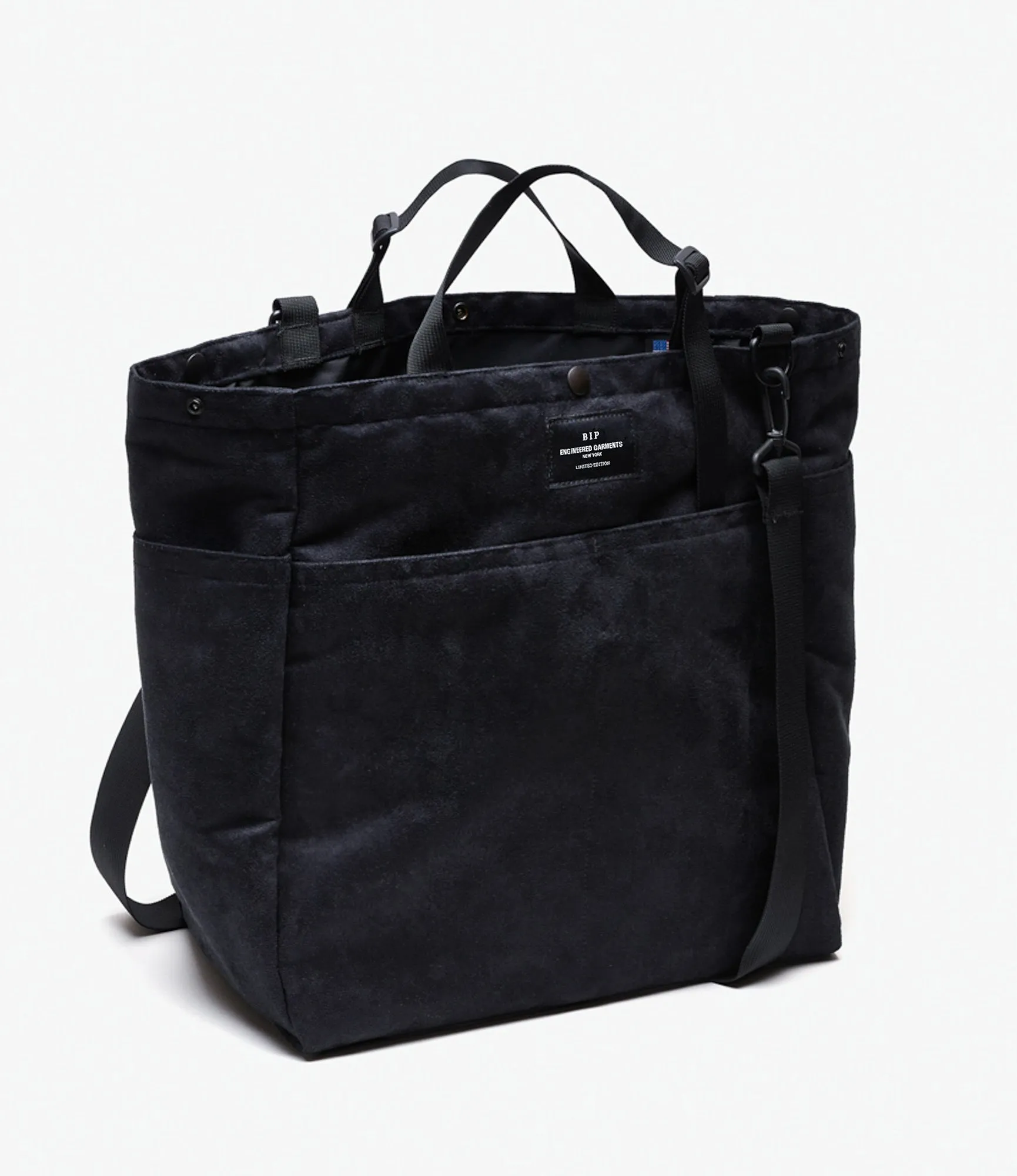 Carry-All Beach Bag – Black Polyester Fake Suede