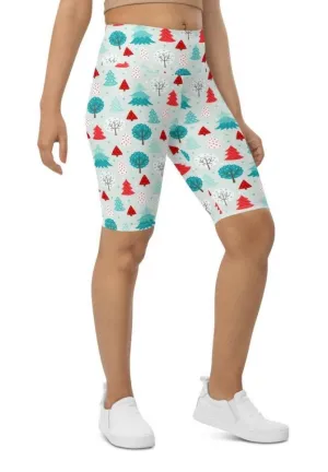 Christmas Forest Biker Shorts