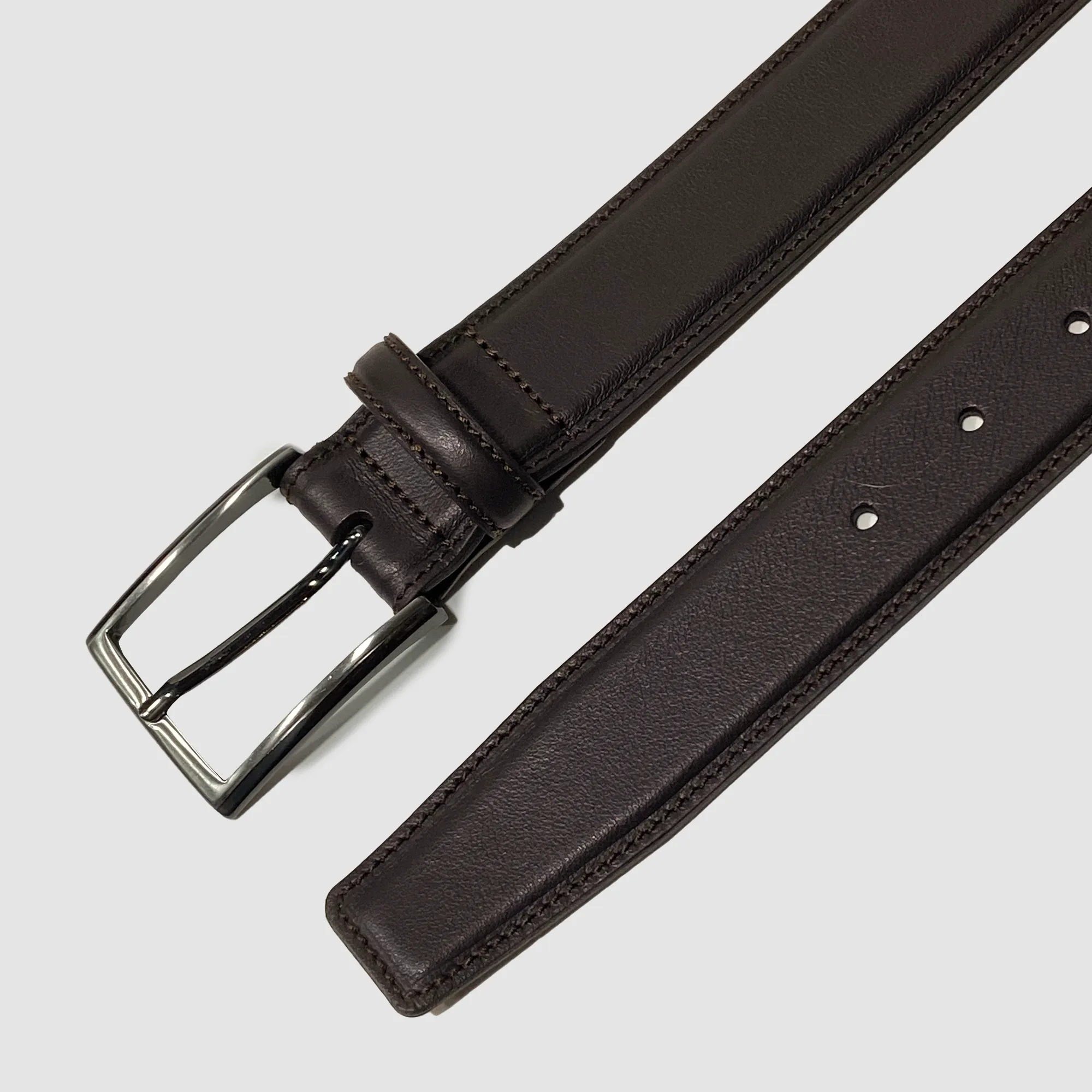 Classic Nappa Stitched belt Brown