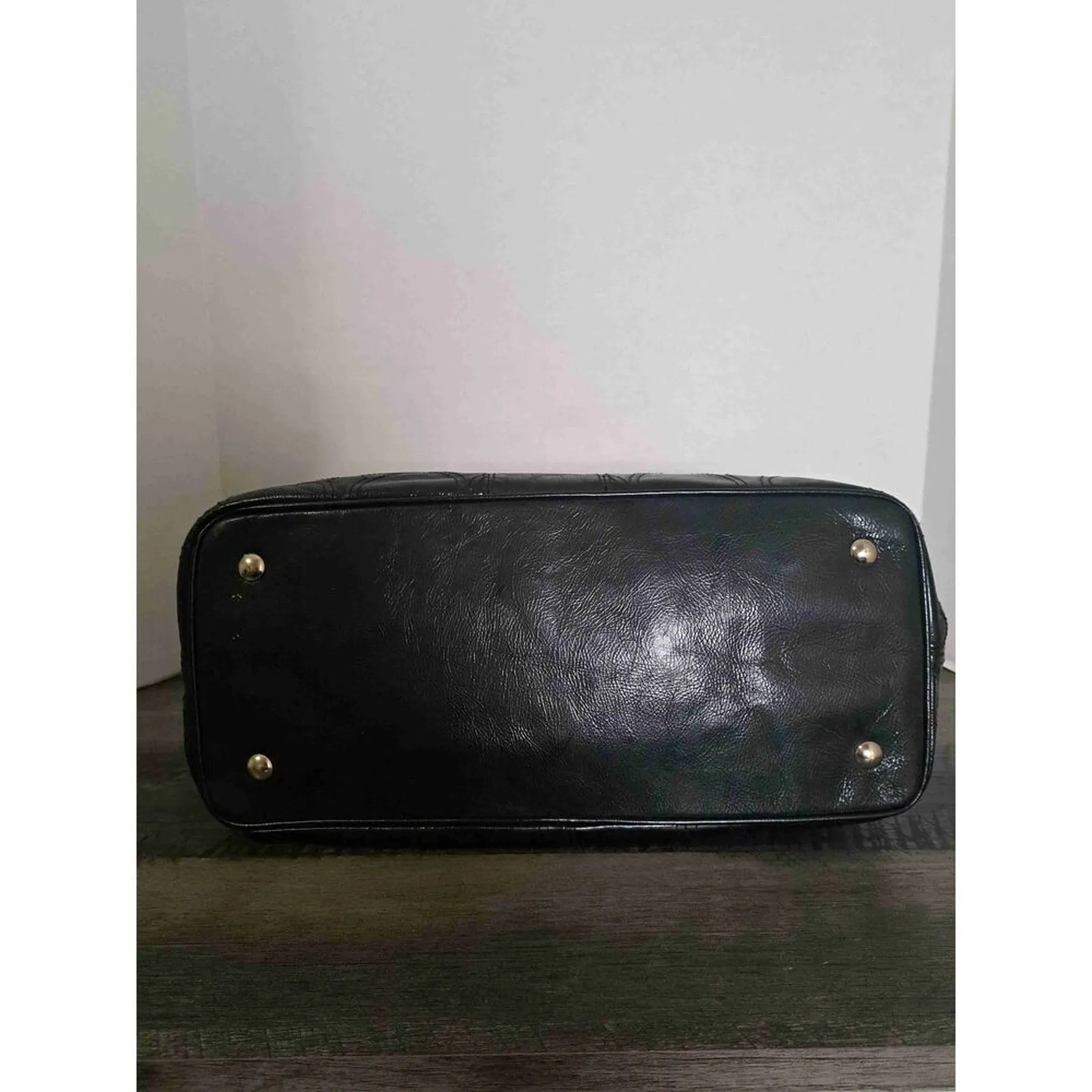 Coach Signature Stitch Leather Framed Kisslock Carryall Black Handbag With COA