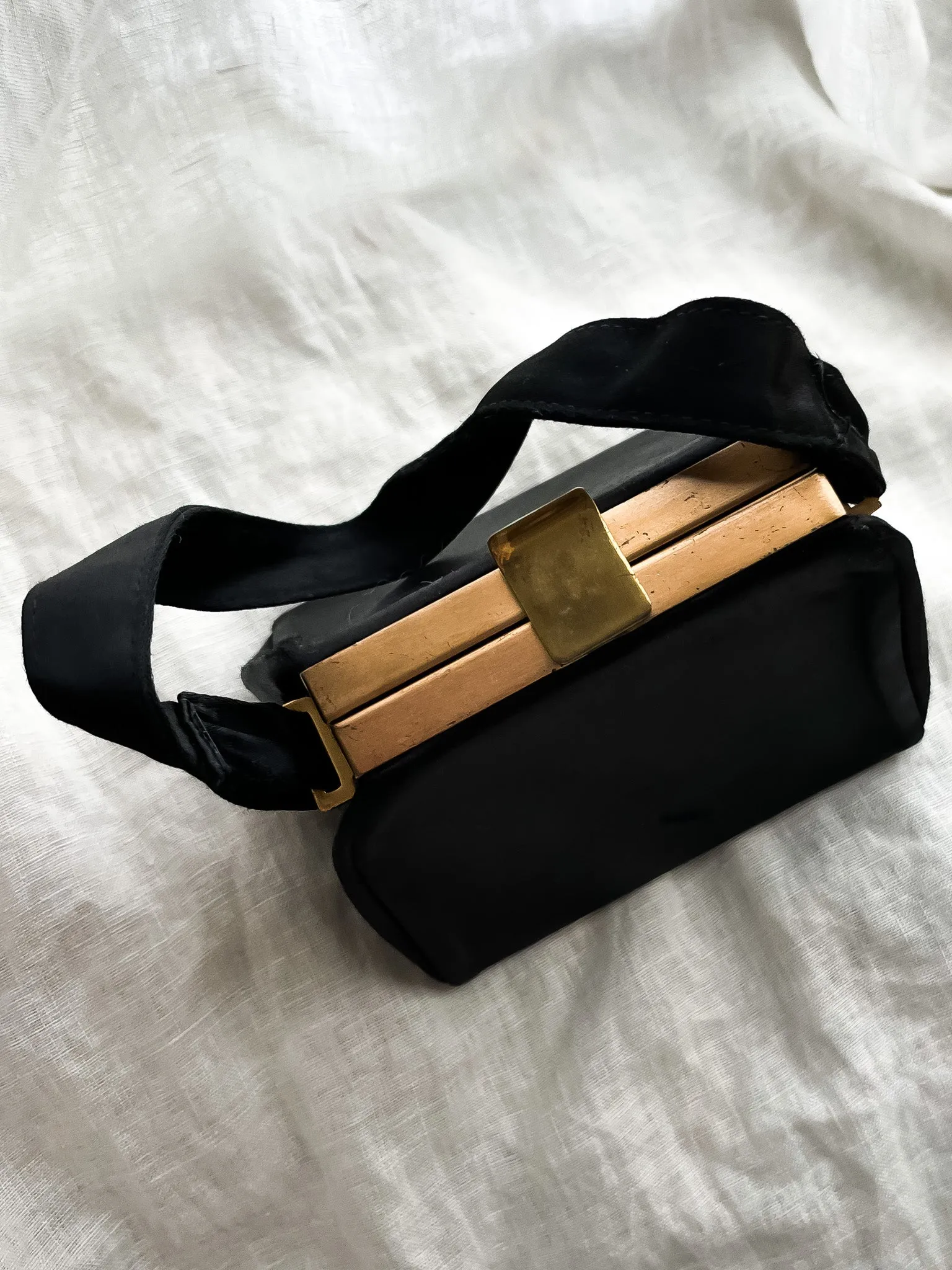 Cutest 1950's Black Satin Date Night Mini Bag! / OS