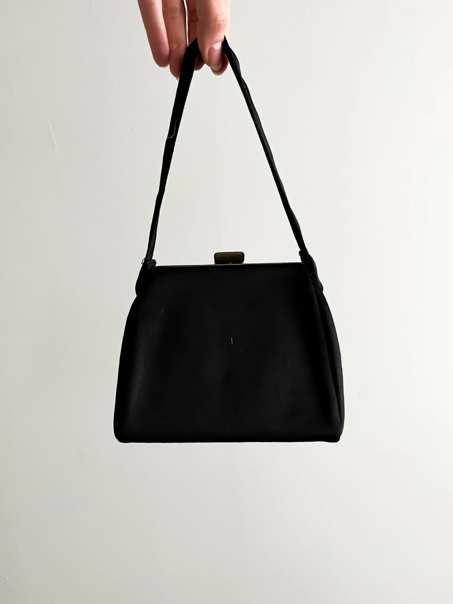 Cutest 1950's Black Satin Date Night Mini Bag! / OS