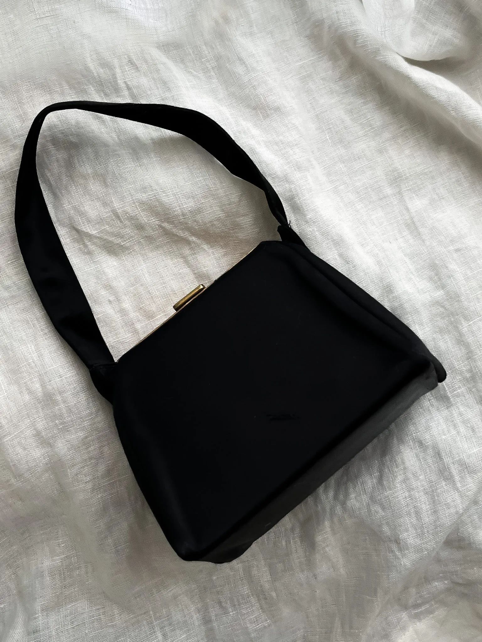 Cutest 1950's Black Satin Date Night Mini Bag! / OS