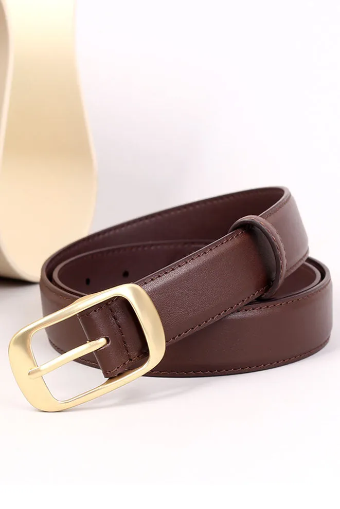 elveswallet Elegant Alloy Buckle Top Grain Leather Belt