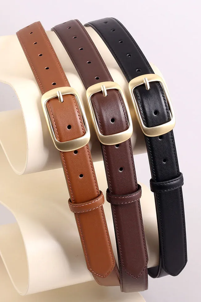 elveswallet Elegant Alloy Buckle Top Grain Leather Belt
