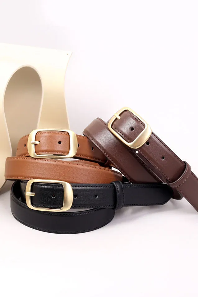 elveswallet Elegant Alloy Buckle Top Grain Leather Belt