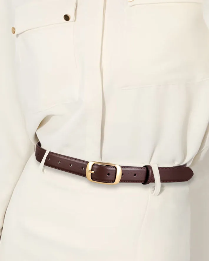 elveswallet Elegant Alloy Buckle Top Grain Leather Belt