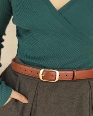 elveswallet Elegant Alloy Buckle Top Grain Leather Belt