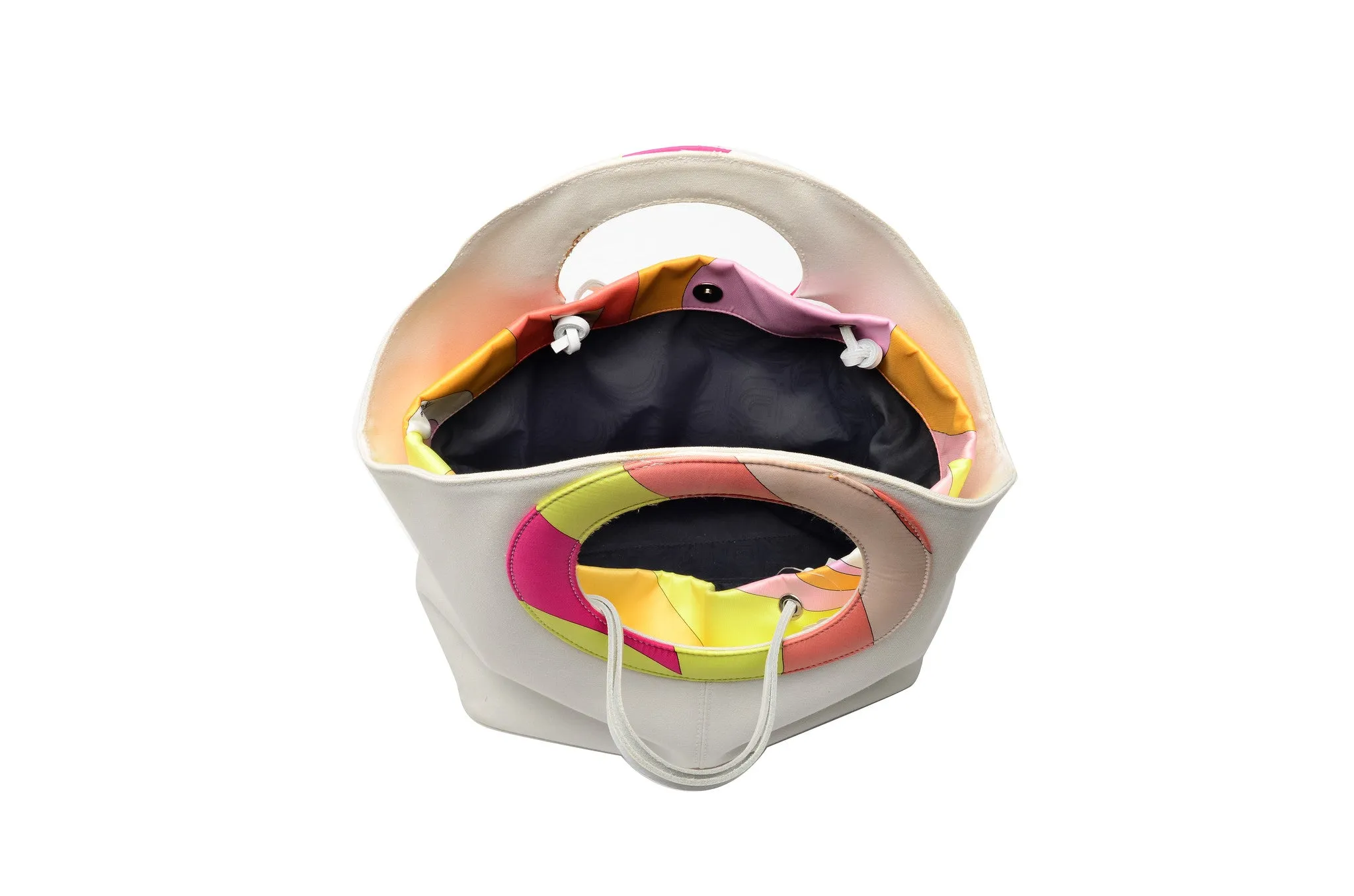 Emilio Pucci - White Canvas Bag with Colorful Handle with Second Removable Bag - One Size