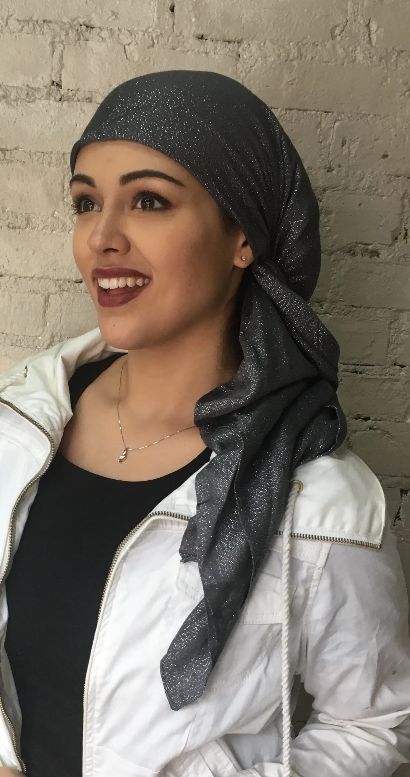 Essential Sparkly Head Scarf . Pre Tied Fashion Headscarf Sparkling Tichel Modern Hijab For Women
