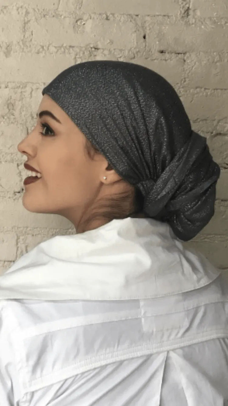 Essential Sparkly Head Scarf . Pre Tied Fashion Headscarf Sparkling Tichel Modern Hijab For Women