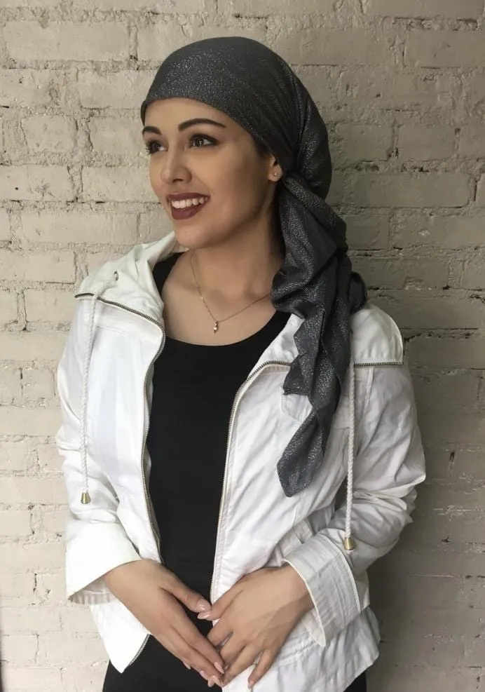 Essential Sparkly Head Scarf . Pre Tied Fashion Headscarf Sparkling Tichel Modern Hijab For Women