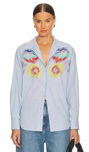 Essentiel Antwerp Eskia Embroidered Shirt in Blue