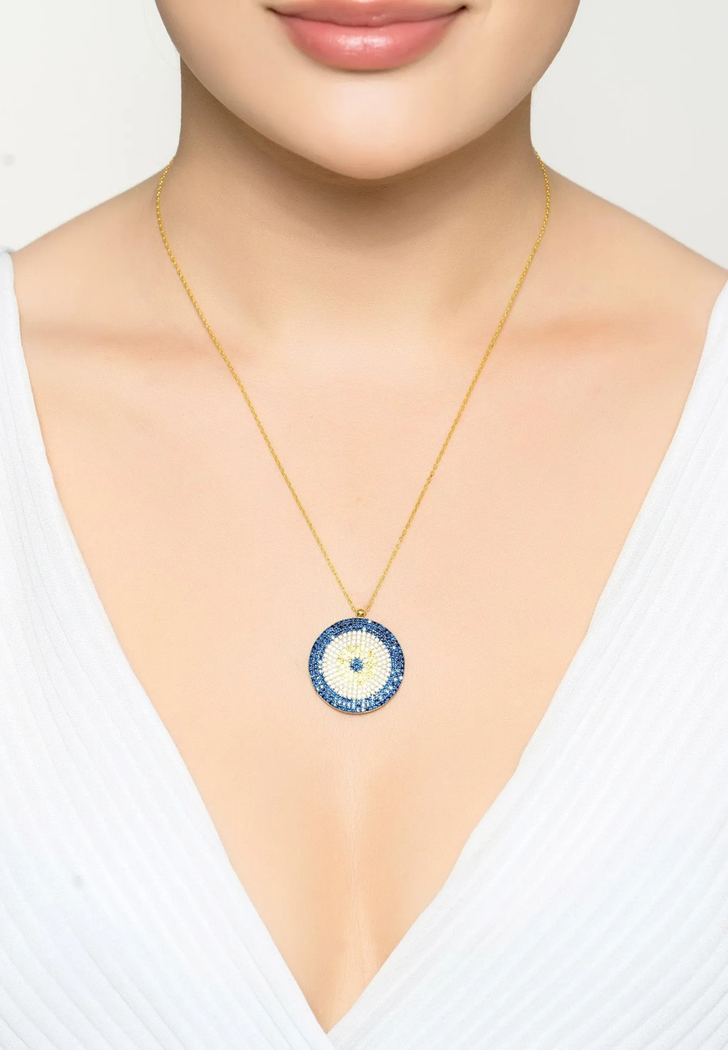 Evil Eye Pendant Necklace in Gold-Plated Silver