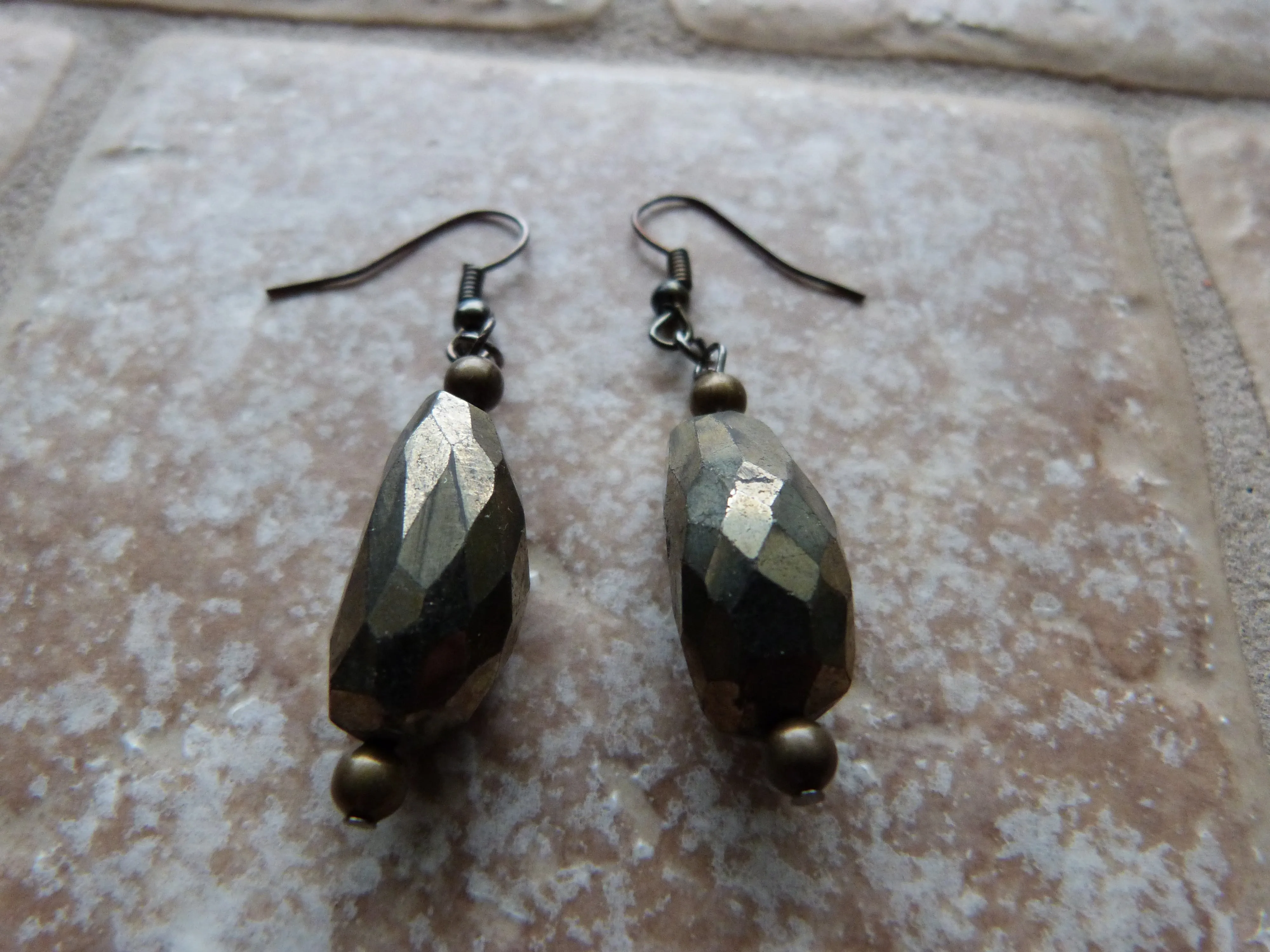 Faceted Pyrite Earrings
