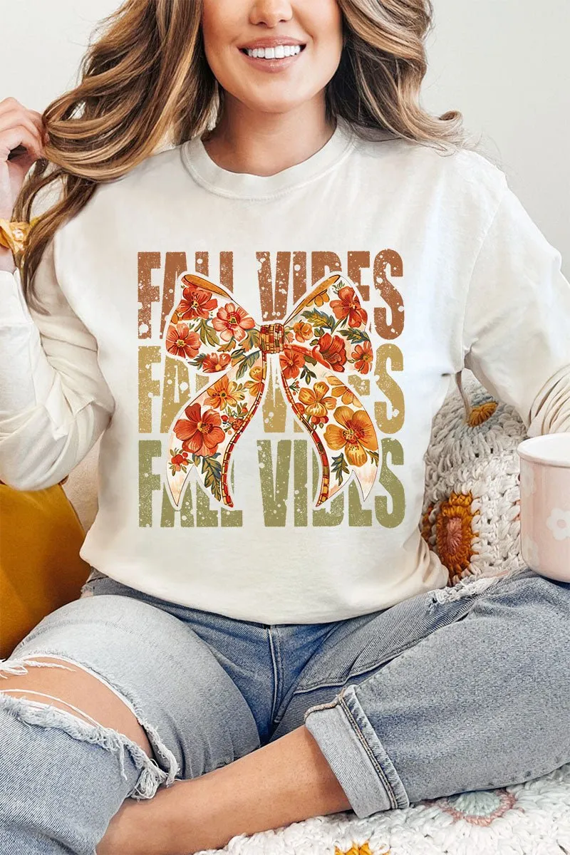 Fall Vibes Floral Coquette Comfort Colors Heavyweight Long Sleeve T-Shirt